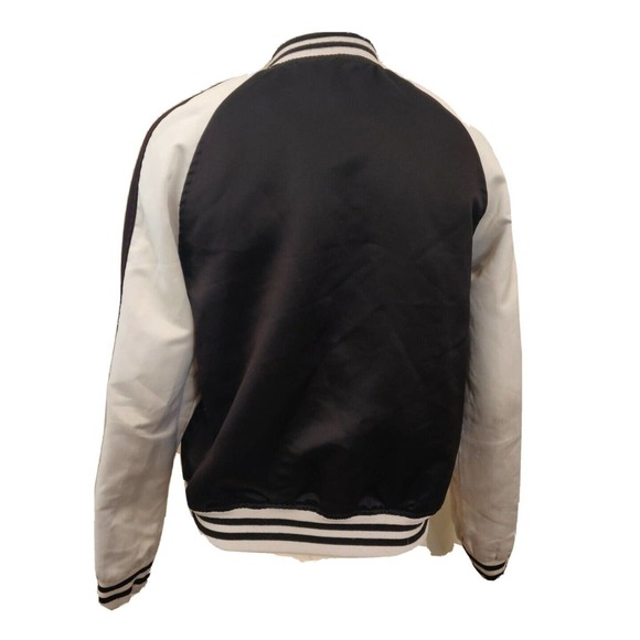 Forever 21 Women's Bomber Jacket White Black Pink Floral Size S Full Zip. - Picture 2 of 6